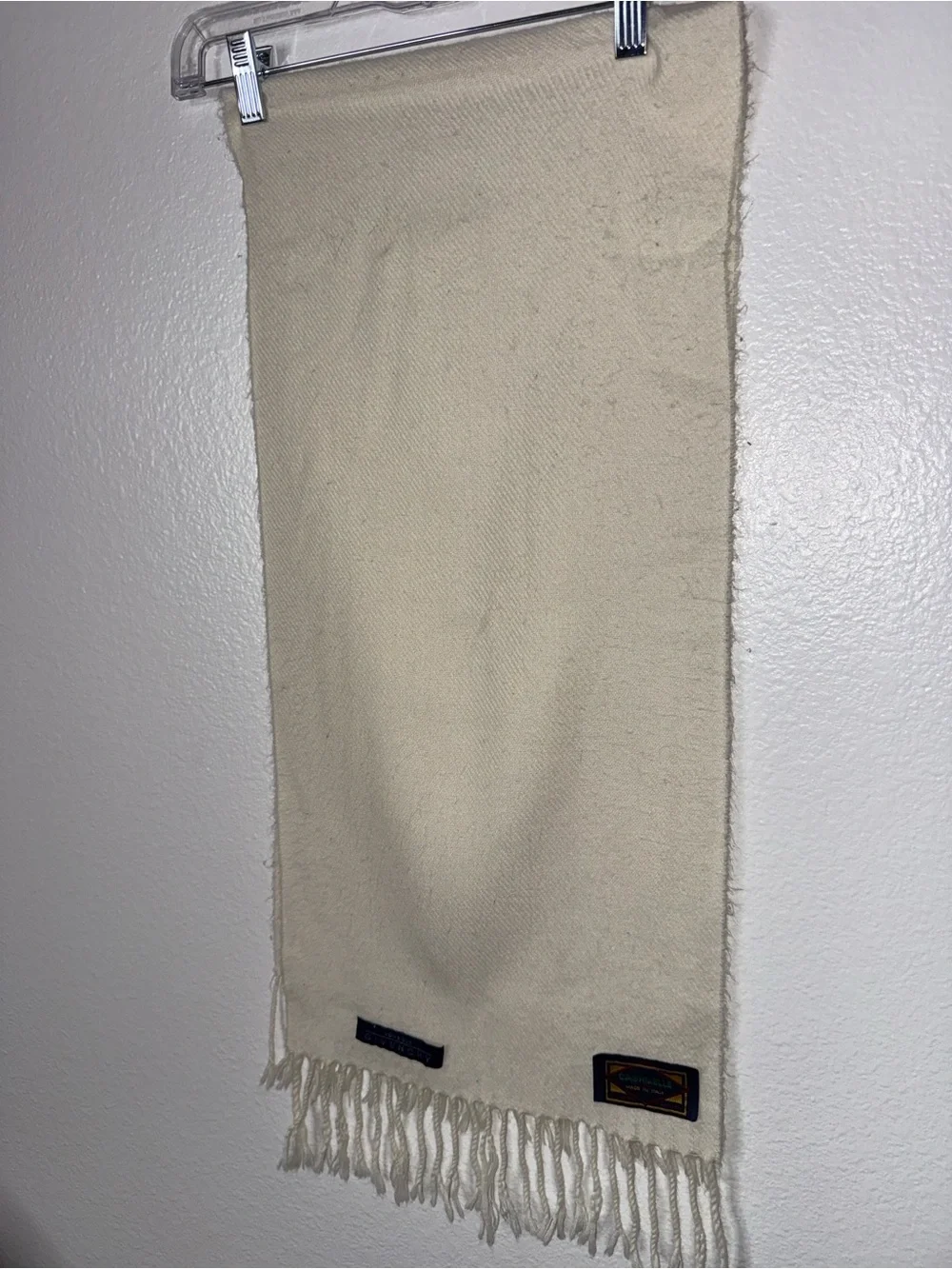 Vintage Monsieur Givenchy Ivory 100% Cashmere Scarf Made in Italy 12”x 50” Long